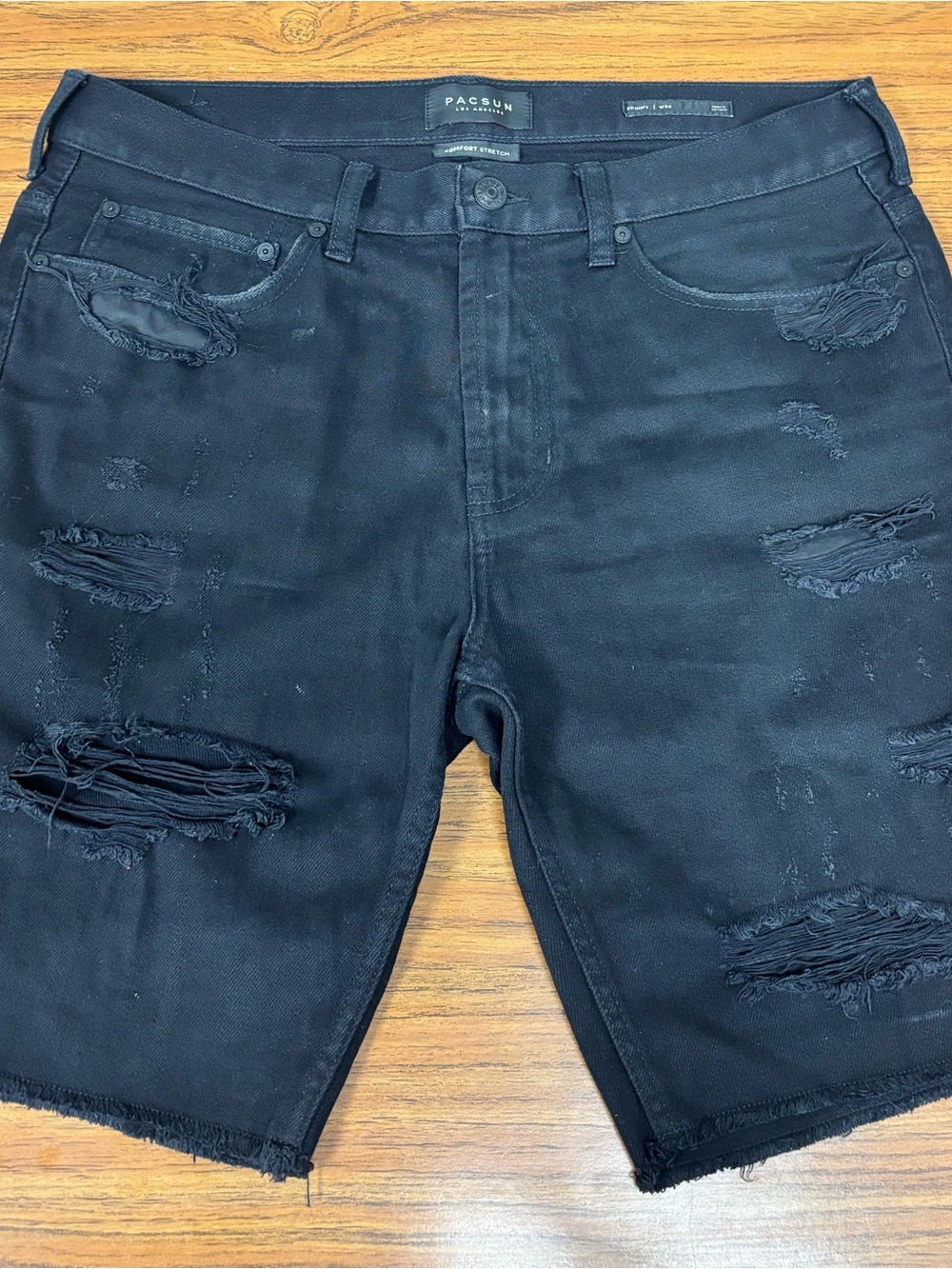PacSun Distressed Denim Skinny Jean Shorts 'Black' - Size 34 Waist